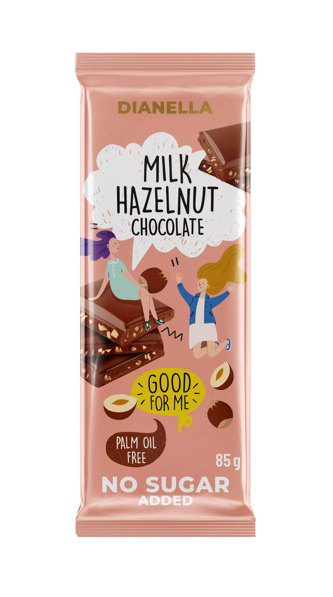 Dianella no added sugar milk chocolate with hazelnuts 85 g