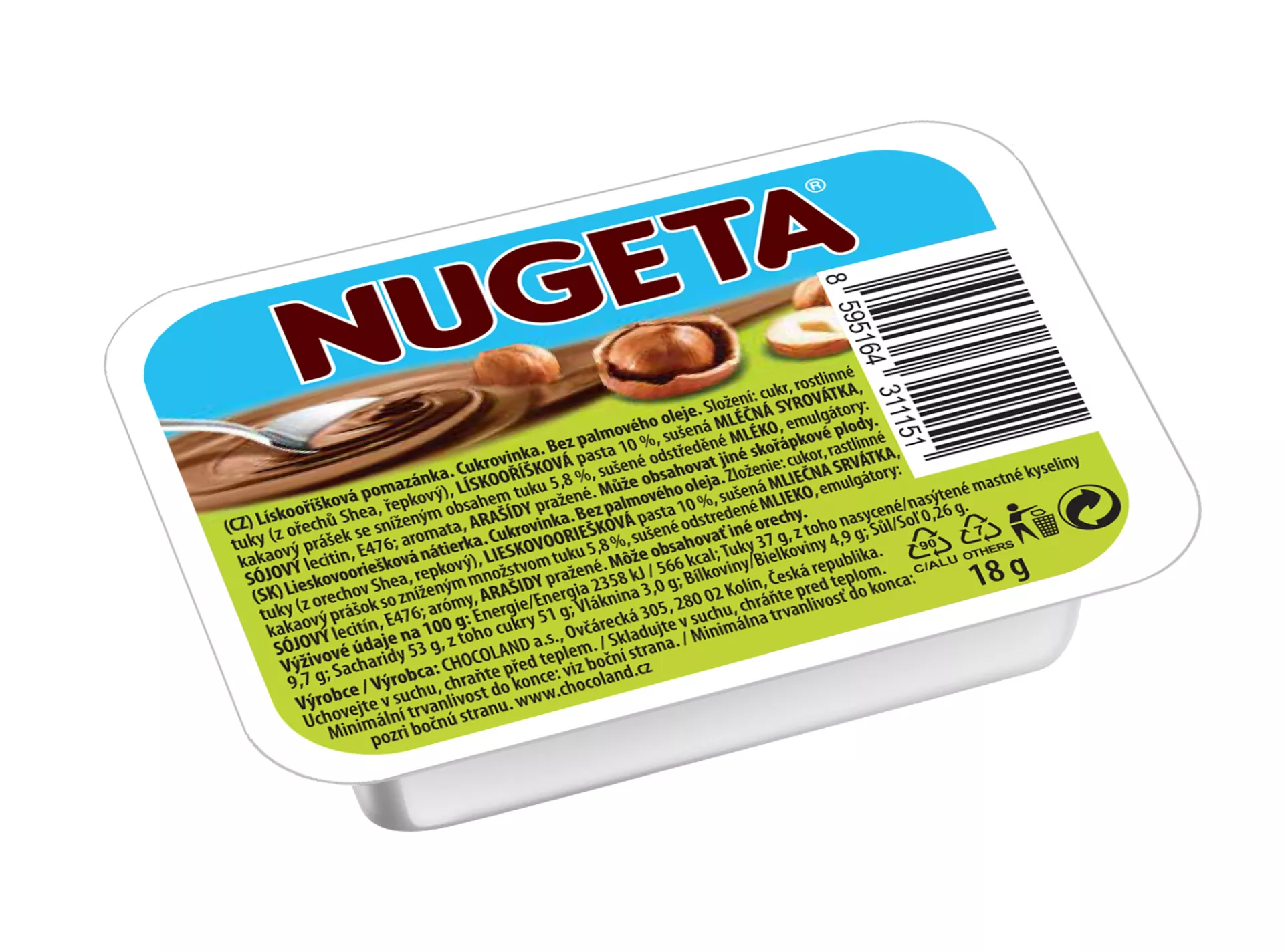 Nugeta 10% lískooříšková bez palmového oleje 18g